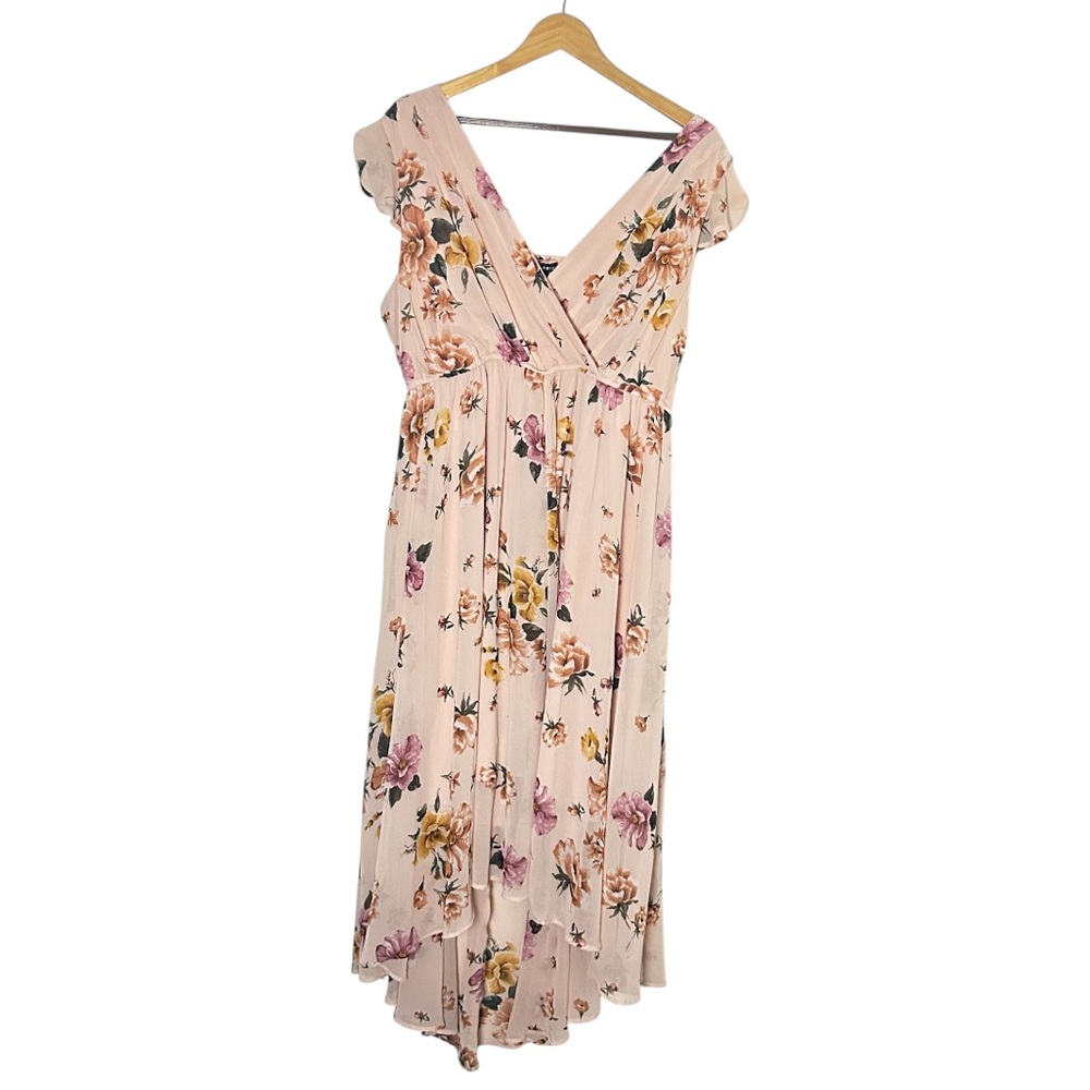 Torrid Blush Pink Floral Chiffon Hi-Lo Dress Plus Size 2X - Picture 4 of 8